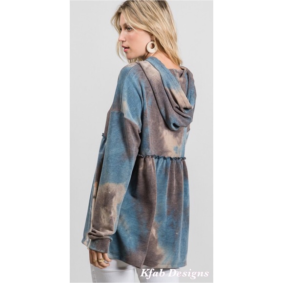 LAST! ❤️So Soft Tie Dye Babydoll Lounge Hoodie! - Picture 3 of 7